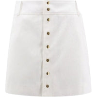 CELINE Trapeze Cotton Twill Mini Skirt Off White
