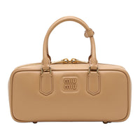MIU MIU Arcadie Series Leather And Polyester Blend One Shoulder Handbags Women's Beige