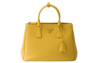 PRADA Leather Shoulder Bag Crossbody Bag Handbag Large Size Women's Sunlight Yellow
