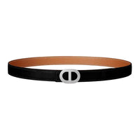 HERMES Calfskin Leather Belts Women's Black/Brown Width 2.4CM