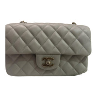 CHANEL Classic Flap CF Lambskin Shoulder Bag Crossbody Bag Mini Women's Light Gray