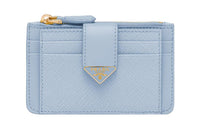PRADA Saffiano Leather Card Holder Women's Light Blue