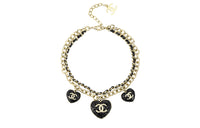 CHANEL Metal And Lambskin Necklaces Women's Black