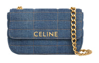 CELINE MATELASSE MONOCHROME Series Denim Crossbody Bag Shoulder Bag Women's Blue