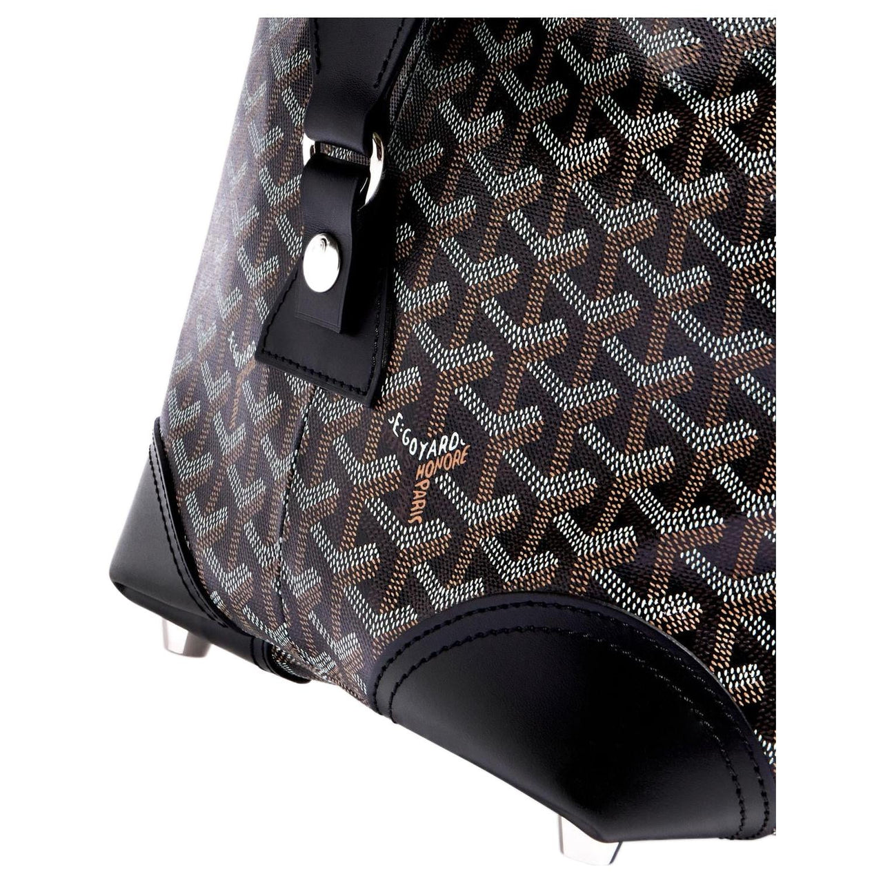 GOYARD Bowling Canvas With Leather Travel Bag Tote Handbag Unisex Black
