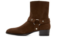 SAINT LAURENT Self Ankle Boots Men Dark Brown