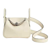 HERMES Lindy Clemence Bullock Leather One Shoulder Handbags Mini Women's I2 Nata Cream White