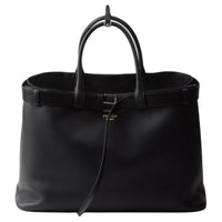 PRADA Leather Tote Bag Shopping Bag Handbag Men's Black