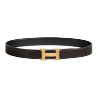HERMES Calfskin Leather Belts Women's Black Width 3.2CM