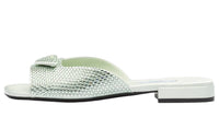 PRADA Crystal-embellished Satin Slides