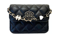 CHANEL 23P SS Lambskin Card Holder Women's Black