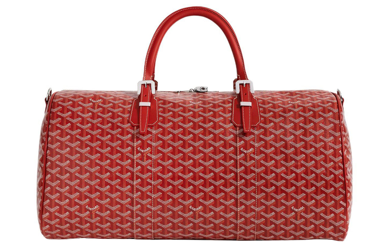 GOYARD Canvas With Calfskin Dog's Teeth One Shoulder Crossbody Portable Travel Bag Unisex Red