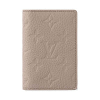 LOUIS VUITTON Leather Card Holder Women's Beige