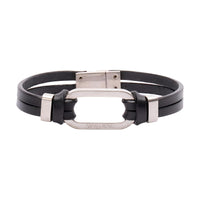 SAINT LAURENT Calfskin Metal Bracelets Men's Black