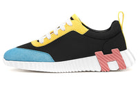 HERMES Bouncing Low-Top Casual Shoes Women's Black Blue Yellow