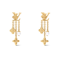 LOUIS VUITTON Metal Resin Earrings Women's Gold