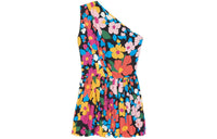 SAINT LAURENT Floral Printed One-Shoulder Midi Dress