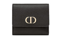 DIOR 30 Montaigne Grained Calfskin Card Holder Wallet Women's Black