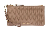 MIU MIU Leather Wallet Women's Beige