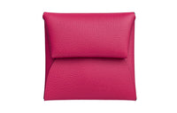 HERMES Bastia Calfskin Coin Purse Women's Berry Red