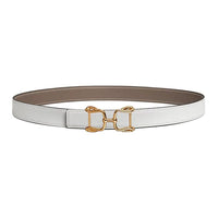 HERMES Gold-Plated Calfskin Metal Leather Belts Women's Brown Width 2.4CM