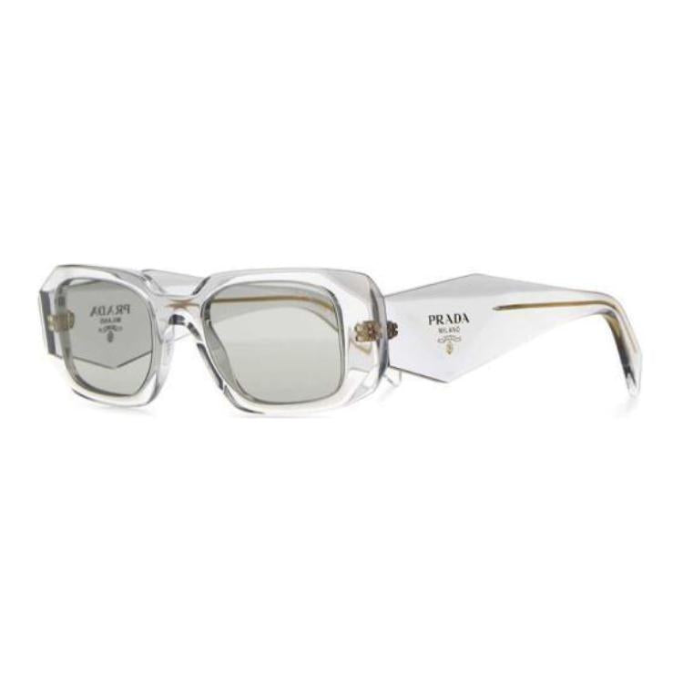 PRADA Acetate Rectangular Sunglasses Unisex Silver