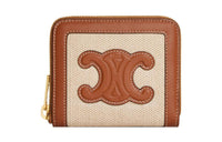 CELINE Fabric With Calfskin Trim Wallet Trumpets Women's Natural/Tan