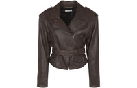 SAINT LAURENT Leather Jackets Women's Brown