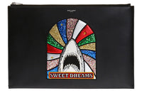 SAINT LAURENT Leather Clutch Men's Black/Multicolor