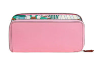 HERMES Silk'In Epsom With Barenia Calfskin Wallet Women's Pink/Mint Green