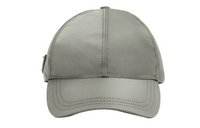 PRADA Recycled Nylon Cotton Enamel Metal Baseball Caps Men's Gray
