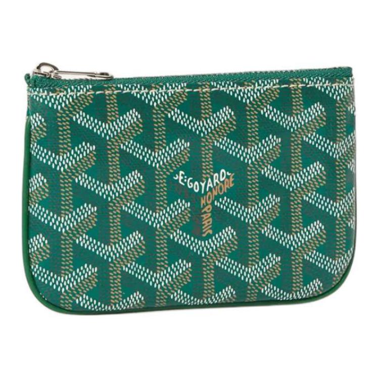 GOYARD Canvas With Calfskin Key Pouch Extra Mini Unisex Green