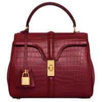 CELINE Crocodile Leather Shoulder Bag Crossbody Bag Handbag Small Size Women's Light Burgundy