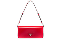 PRADA Shiny Leather One Shoulder Handbag Crossbody Bag Women's Red