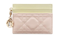 DIOR Lady Dior Sheepskin Card Holder Women's Light Yellow & Quartz Pink