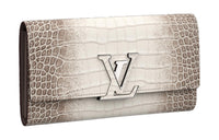 LOUIS VUITTON Capucines Crocodile Leather KapSin Wallet Women's Gray