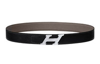 HERMES Leather Belts Unisex Black Gray Color