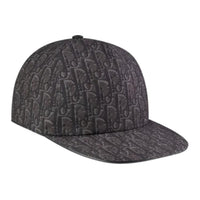 DIOR Cotton Canvas Leather Baseball Caps Men's Gray