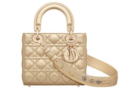 DIOR Sheepskin Shoulder Bag Crossbody Bag Handbag Women's Gold