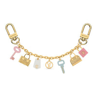 LOUIS VUITTON Metal Acetate Chain Bag Ornament Keychain Strap Women's Gold
