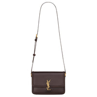 SAINT LAURENT Cow Leather Shoulder Bag, Crossbody Bag Medium Size Women's Dark Chestnut