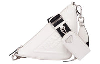 PRADA Triangle Leather Triangle Bag, Crossbody Bag, Shoulder Bag Men's White