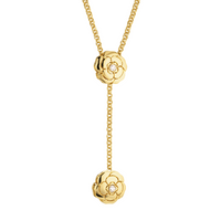CHANEL 18K Gold Diamonds Necklaces Women's Gold