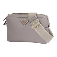 PRADA Leather Shoulder Bag Unisex Gray