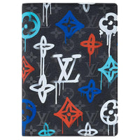 LOUIS VUITTON Coated Canvas With Leather Notebook Cover Bag Accessory Unisex Black
