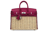HERMES Birkin Swift Leather With Osier Wicker Birkin Bag Picnic Bag Regular Women's Raspberry