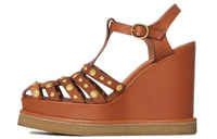 CELINE Manon Wedge Roman Sandals Women's Tawny