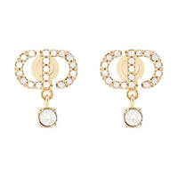 DIOR Metal Crystal Earrings Women's Gold