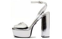 PRADA Silver Tone Plateau Platform Sandals
