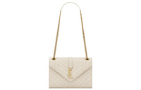 SAINT LAURENT ENVELOPE Lambskin Envelope Bag, Crossbody Bag, Shoulder Bag Women's Vintage White